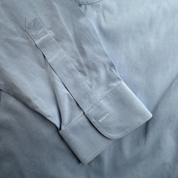 Brooks Brothers Slim Blue Non-Iron Cotton 17.5 34 Button Up Shirt Men Adult - Picture 9 of 16